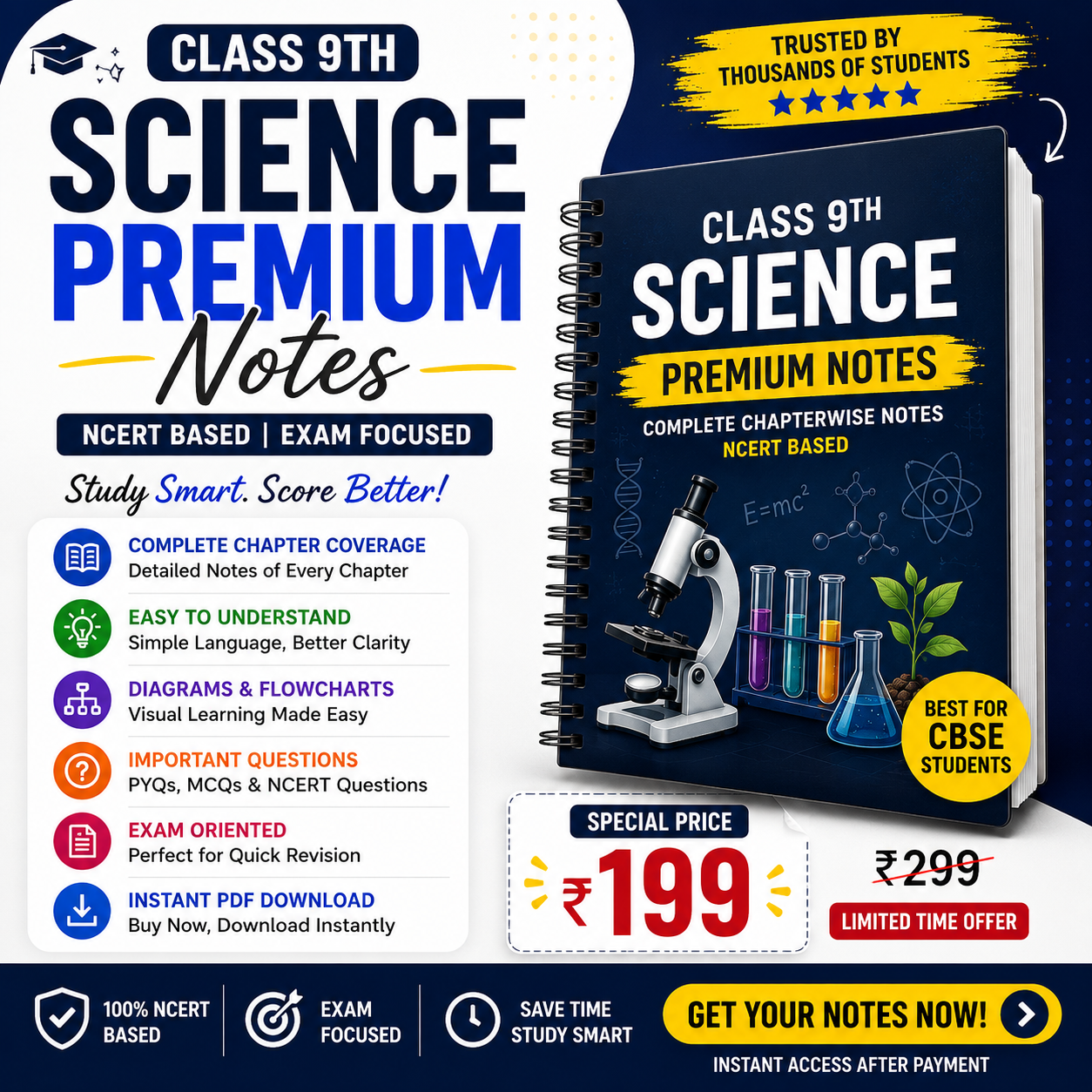 Class 9 Science Complete Notes 2026-27 | New NCERT Exploration | Complete PDF – ₹199